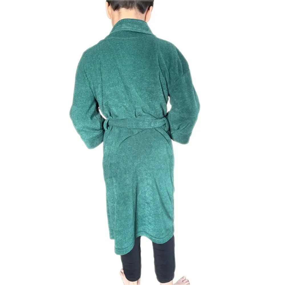 Simply Basic Large kids unisex size 10 green terry vintage 90s bath house robe